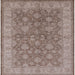 Square Mid-Century Modern Khaki Rose Pink Oriental Rug, urb913