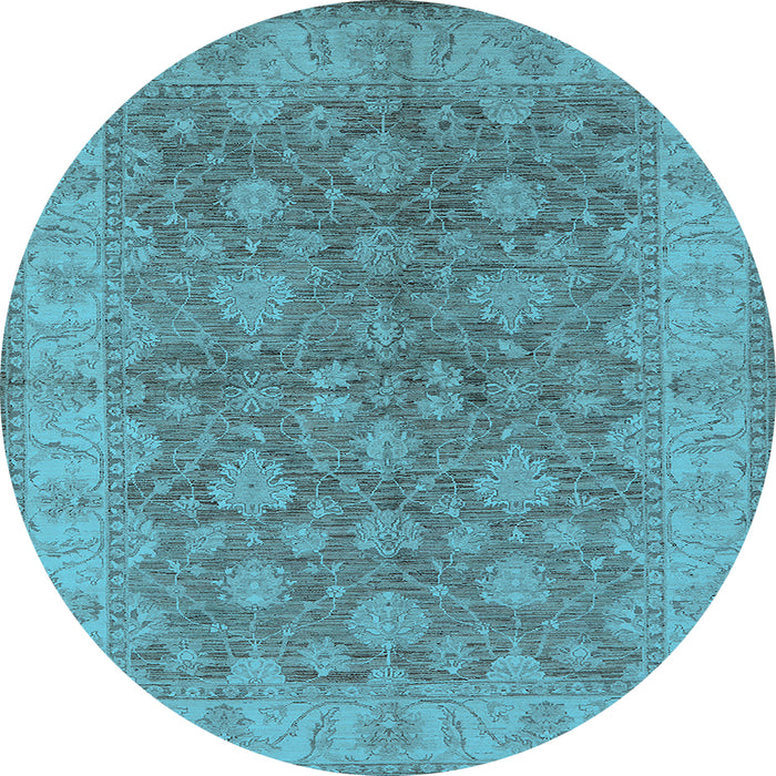 Round Oriental Light Blue Traditional Rug, urb913lblu