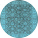 Round Oriental Light Blue Traditional Rug, urb913lblu