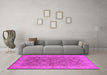 Machine Washable Oriental Pink Traditional Rug in a Living Room, wshurb913pnk