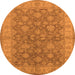 Round Machine Washable Oriental Orange Traditional Area Rugs, wshurb913org