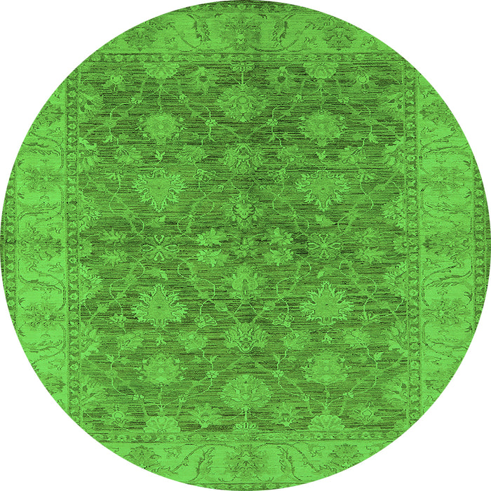 Round Machine Washable Oriental Green Traditional Area Rugs, wshurb913grn