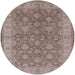 Round Mid-Century Modern Khaki Rose Pink Oriental Rug, urb913