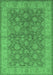 Machine Washable Oriental Emerald Green Traditional Area Rugs, wshurb913emgrn