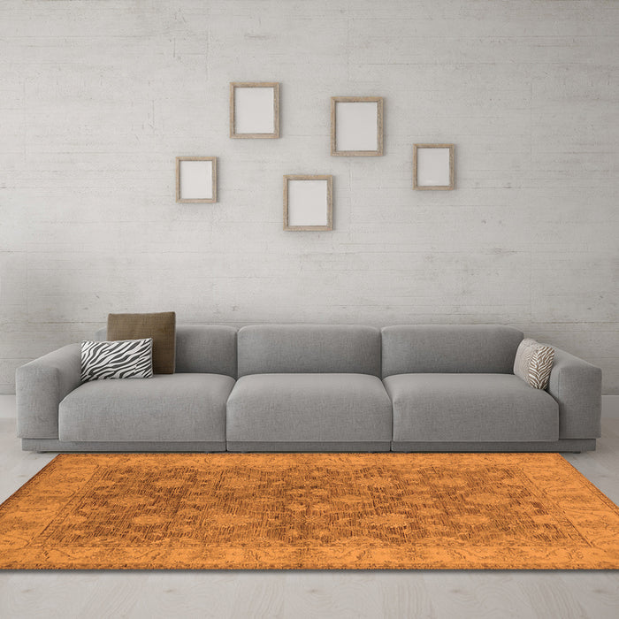Machine Washable Oriental Orange Traditional Area Rugs in a Living Room, wshurb913org