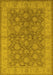 Machine Washable Oriental Yellow Traditional Rug, wshurb913yw