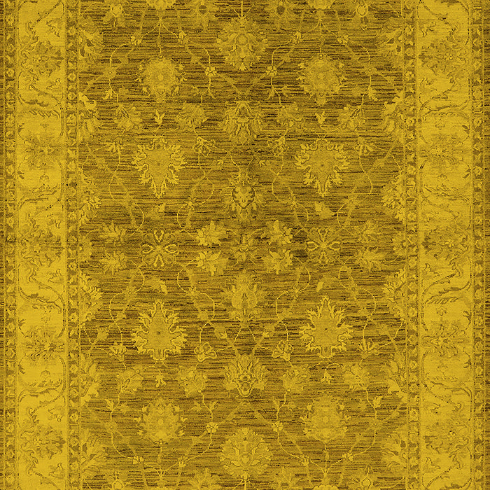 Machine Washable Oriental Yellow Traditional Rug, wshurb913yw