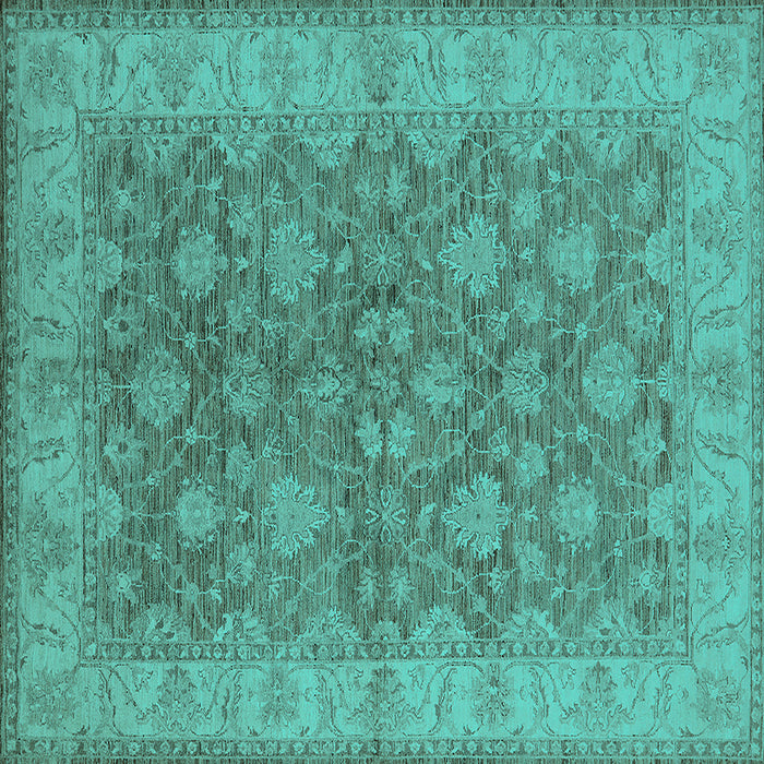 Square Oriental Turquoise Traditional Rug, urb913turq