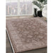 Machine Washable Industrial Modern Khaki Rose Pink Rug in a Family Room, wshurb913