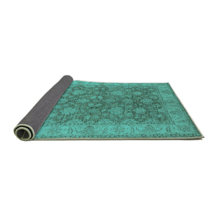 Sideview of Oriental Turquoise Traditional Rug, urb913turq