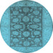 Round Oriental Light Blue Traditional Rug, urb914lblu