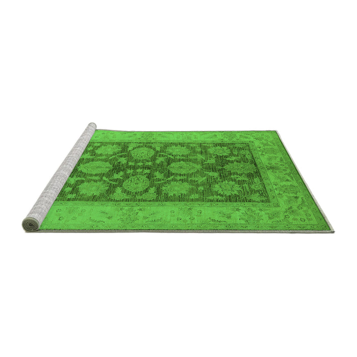 Sideview of Machine Washable Oriental Green Traditional Area Rugs, wshurb914grn
