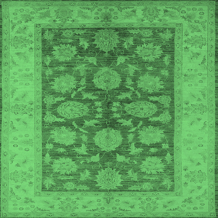 Square Machine Washable Oriental Emerald Green Traditional Area Rugs, wshurb914emgrn