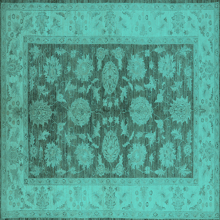 Square Oriental Turquoise Traditional Rug, urb914turq
