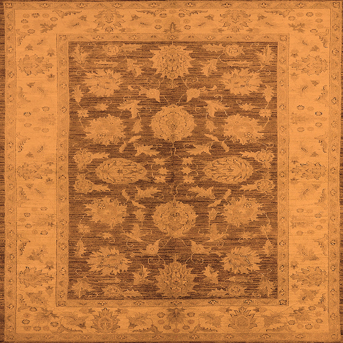 Square Machine Washable Oriental Orange Traditional Area Rugs, wshurb914org