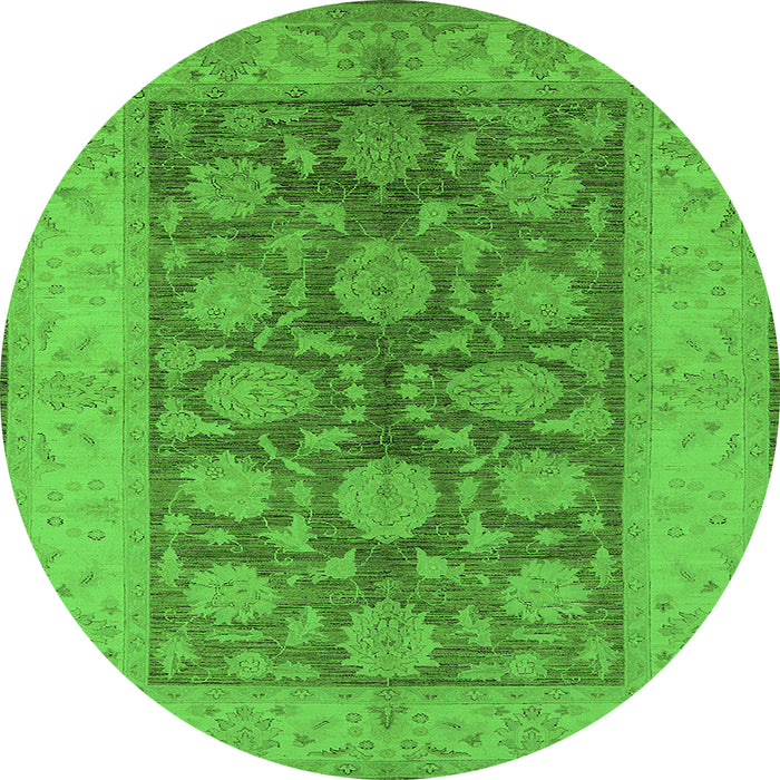 Round Machine Washable Oriental Green Traditional Area Rugs, wshurb914grn