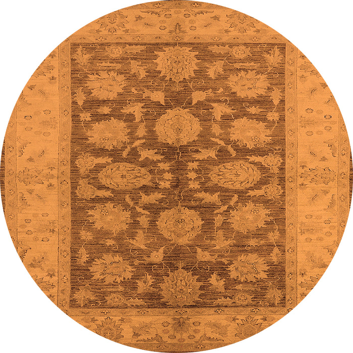 Round Machine Washable Oriental Orange Traditional Area Rugs, wshurb914org