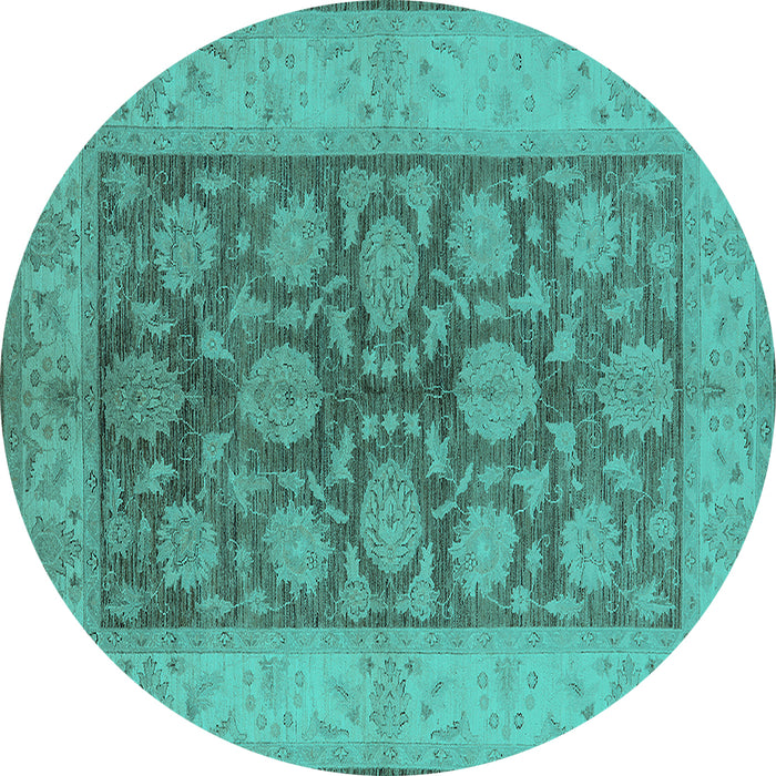Round Oriental Turquoise Traditional Rug, urb914turq