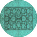 Round Oriental Turquoise Traditional Rug, urb914turq