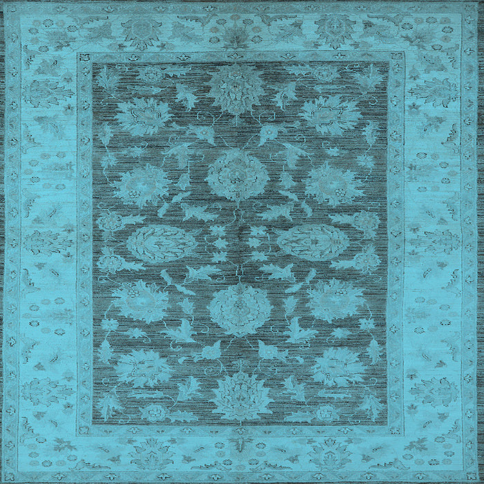 Square Machine Washable Oriental Light Blue Traditional Rug, wshurb914lblu
