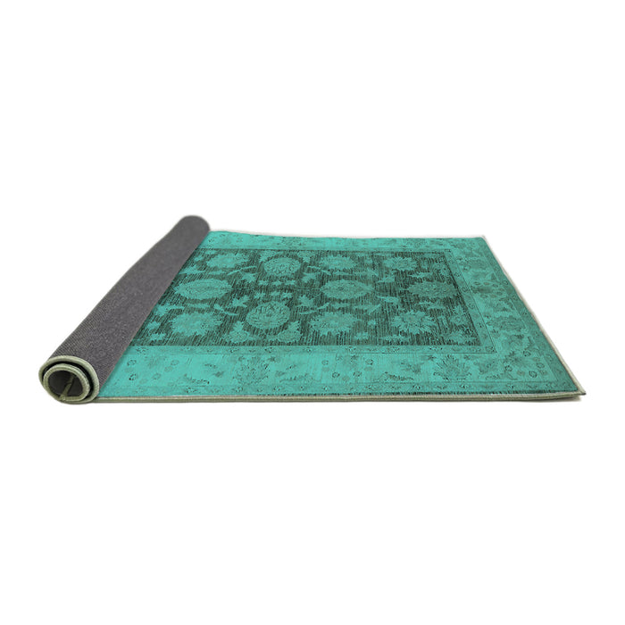 Sideview of Oriental Turquoise Traditional Rug, urb914turq
