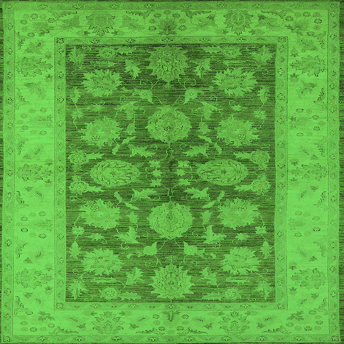 Square Machine Washable Oriental Green Traditional Area Rugs, wshurb914grn