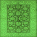 Square Machine Washable Oriental Green Traditional Area Rugs, wshurb914grn