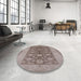 Round Machine Washable Industrial Modern Puce Purple Rug in a Office, wshurb914