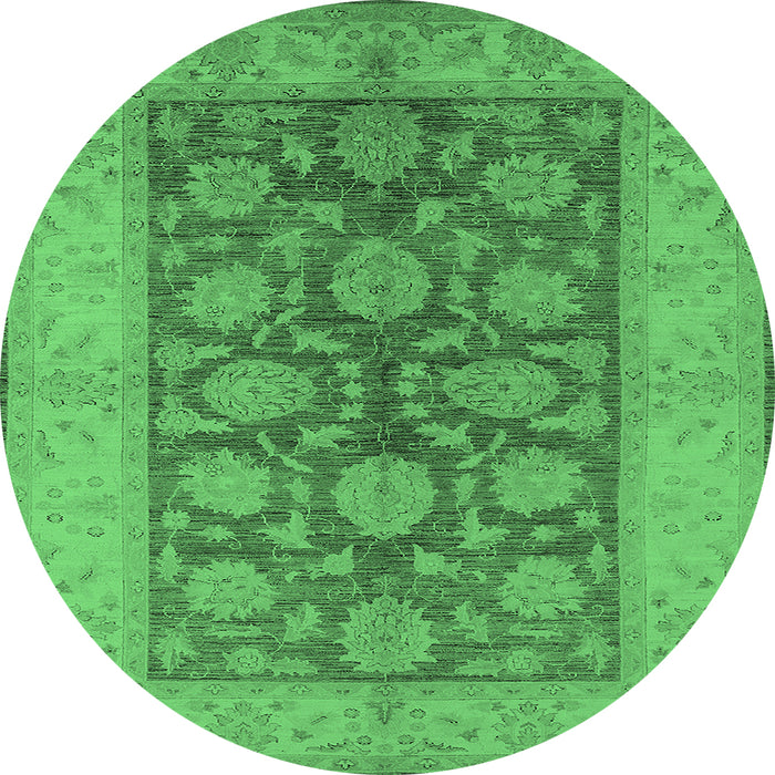 Round Oriental Emerald Green Traditional Rug, urb914emgrn