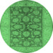 Round Oriental Emerald Green Traditional Rug, urb914emgrn