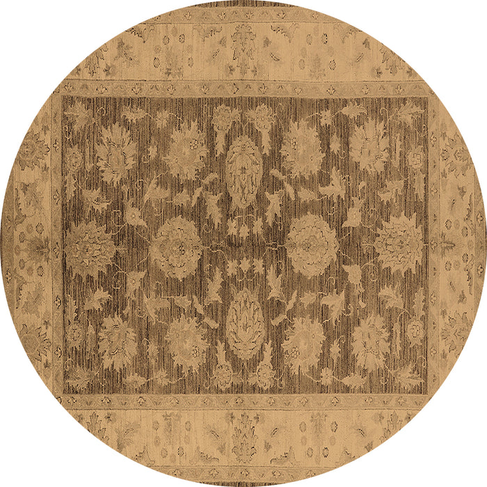 Round Oriental Brown Traditional Rug, urb914brn