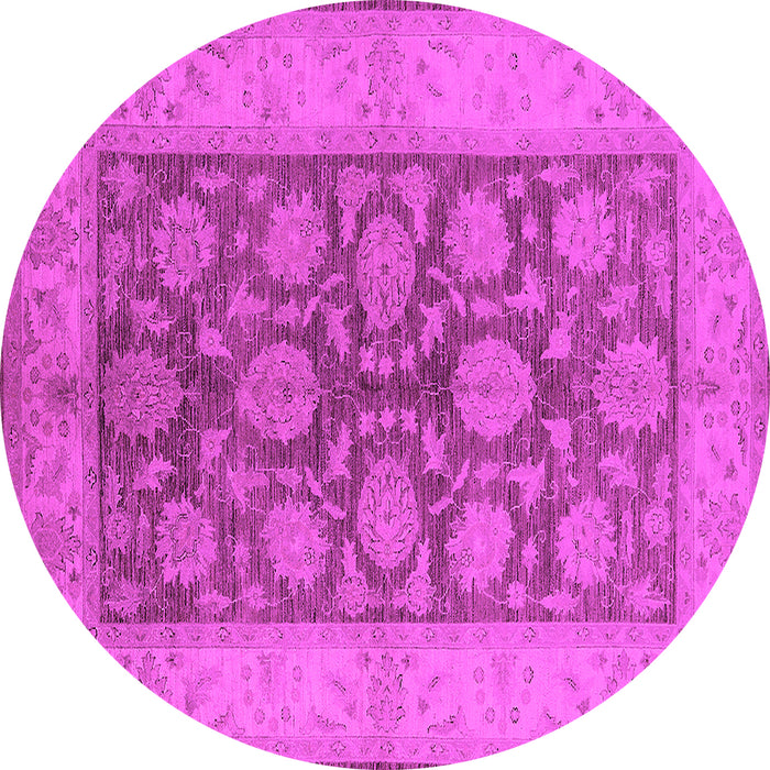 Round Machine Washable Oriental Pink Traditional Rug, wshurb914pnk