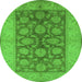 Round Oriental Green Traditional Rug, urb914grn