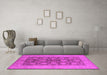 Machine Washable Oriental Pink Traditional Rug in a Living Room, wshurb914pnk