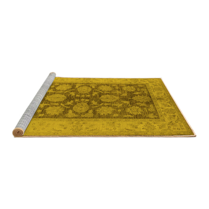 Sideview of Machine Washable Oriental Yellow Traditional Rug, wshurb914yw