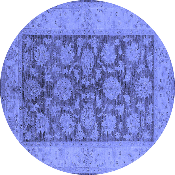 Round Machine Washable Oriental Blue Traditional Rug, wshurb914blu