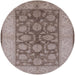 Round Mid-Century Modern Puce Purple Oriental Rug, urb914