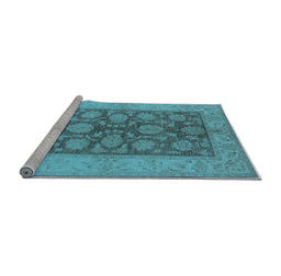 Sideview of Machine Washable Oriental Light Blue Traditional Rug, wshurb914lblu