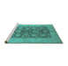 Sideview of Machine Washable Oriental Turquoise Traditional Area Rugs, wshurb914turq