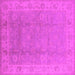 Square Machine Washable Oriental Pink Industrial Rug, wshurb915pnk