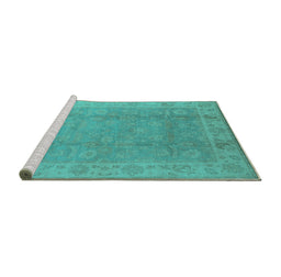 Sideview of Machine Washable Oriental Turquoise Industrial Area Rugs, wshurb915turq