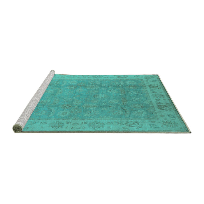 Sideview of Machine Washable Oriental Turquoise Industrial Area Rugs, wshurb915turq