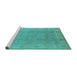 Sideview of Machine Washable Oriental Turquoise Industrial Area Rugs, wshurb915turq