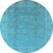 Round Oriental Light Blue Industrial Rug, urb915lblu