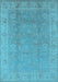 Machine Washable Oriental Light Blue Industrial Rug, wshurb915lblu