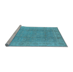 Sideview of Machine Washable Oriental Light Blue Industrial Rug, wshurb915lblu