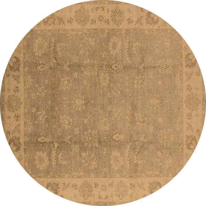 Round Machine Washable Oriental Brown Industrial Rug, wshurb915brn