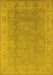 Machine Washable Oriental Yellow Industrial Rug, wshurb915yw