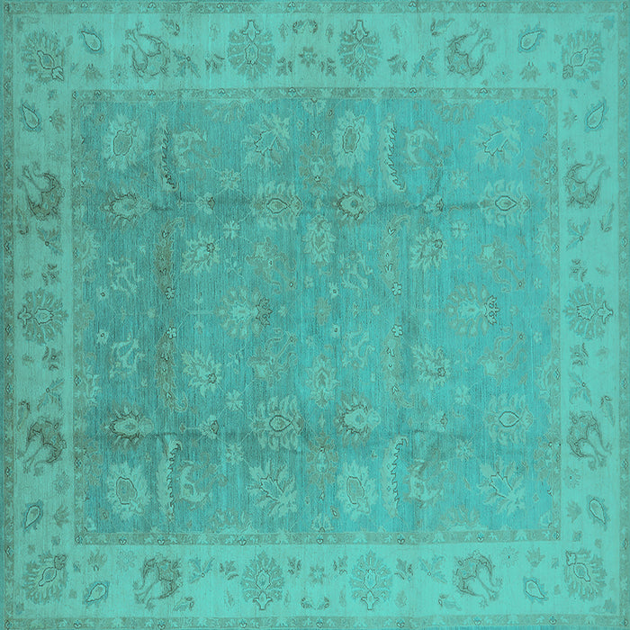 Square Oriental Turquoise Industrial Rug, urb915turq