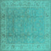 Square Oriental Turquoise Industrial Rug, urb915turq